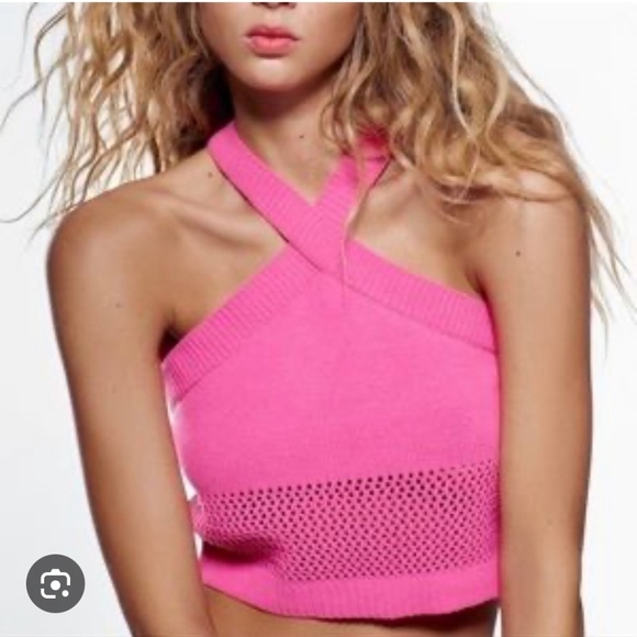 Zara Halter Knit Crop Top/Large - Picture 1 of 4